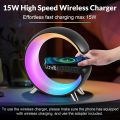 GLamp 500 G Shaped Lamp - G shaped wireless charger and lamb,G shaped led lamp bluetooth  speaker For PC & Mobile, Mini Speaker with  USB , LED Display & wireless charging function  For Bed Room, Side Table , Study Table & Show Piece. 