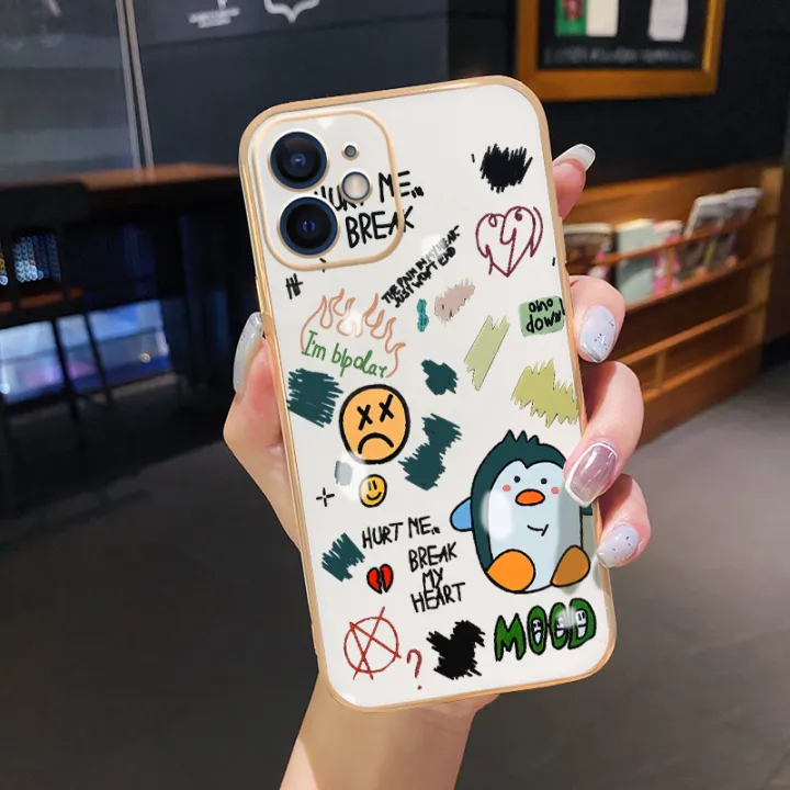 YIWESAN%20For%20iPhone%207%20Case%20Plating%20Side%20Edge%20Square%20New%20Design%20Cartoon%20Penguin%20Phone%20Cases%20Pattern%20Silicone%20Casing%20Full%20Back%20Cover%20Camera%20Protect%20Shockproof%20Softcase%20-%20Image%208