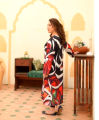 Shah Kamal Fabrics Unstitched Digital Silk Printed Multicolor Urdu Calligraphy Shirt For Ladies-CS1. 