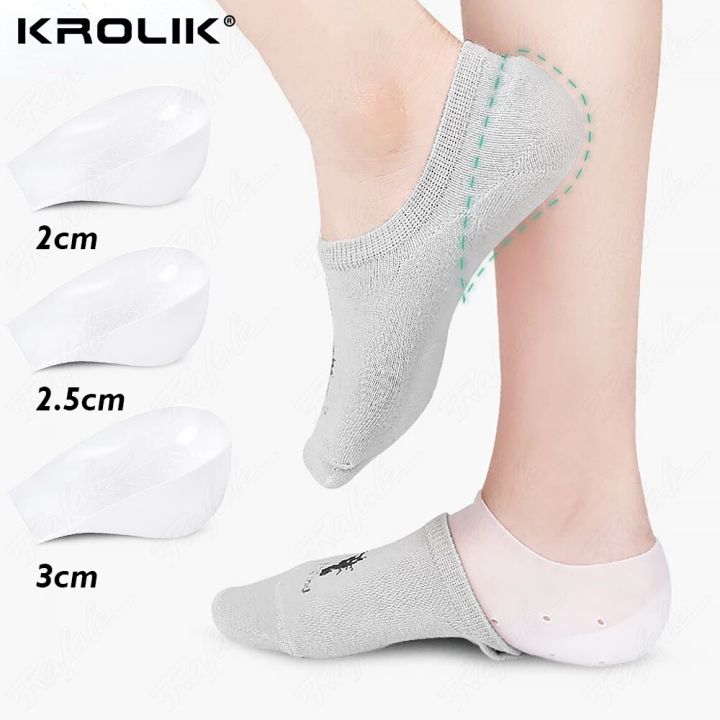 Invisible Height Increase Insoles Women Men Heel Pads Silicone Gel Heel Cups Lift Socks Insole For Heel Arch Support Foot Care