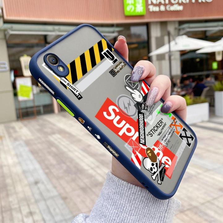 chenyyka For OPPO A37 Case Fashion Tide Brand Cool Boy Pattern Thin Side Square Edge Frosted Transparent Hard Phone Cases New Design Shockproof Silicone Casing Full Cover Camera Protection Softcase