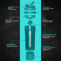 Shaker Bottle - 24 Ounce Protein Shaker Plastic Bottle for Pre & Post workout with Twist and Lock Protein Box Storage. 