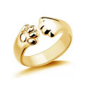 Women Ring Animal Foot Print Adjustable Electroplated Ring. 