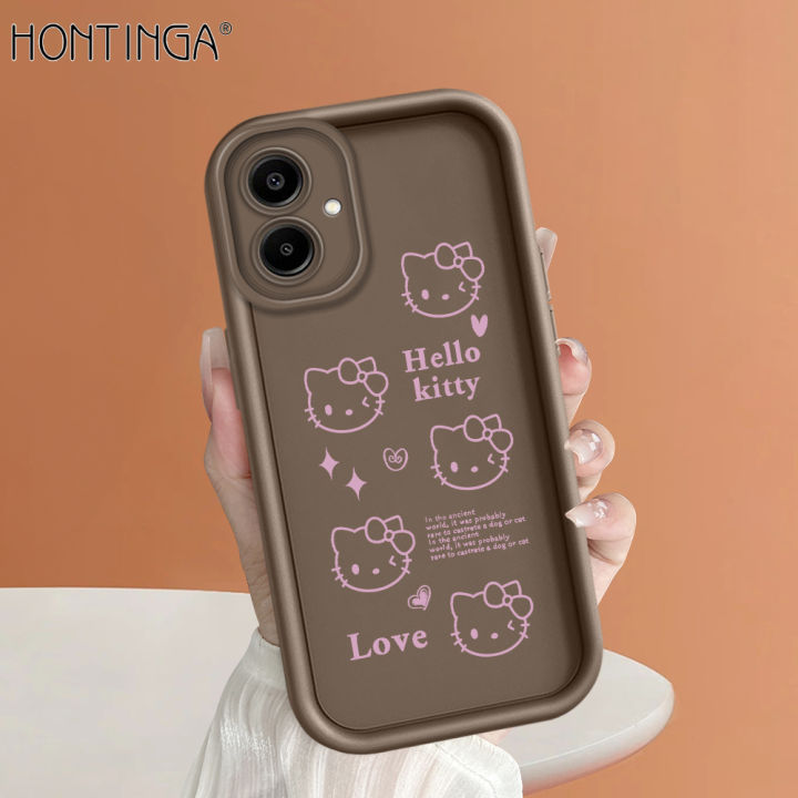 Hontinga for Samsung A06 Back Cover Pink Hello Kitty Pattern Ladder Soft Camera Protection Rubber Phone Case