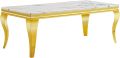 Center Table for Living Room Modern White Center Table with wooden Marble texture Top & Luxury Gold paint. 