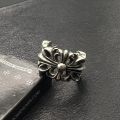 Korean version of new carved hollow fashionable and personalized geometric flower ring men and women's retro ring creativity. 