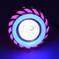 12V Motorcycle Head Light Lamp Projector Lens Light With Led Angel Devil Eyes Headlight 30W 1200Lm 200000H Double Aperture Light(Pink and Blue). 