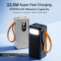 Qtech Q140 Power Bank 50000mAh Fast Charging  22.5W 5 Output Heavy Backup  Best for Load Shedding Travel Long Use. 
