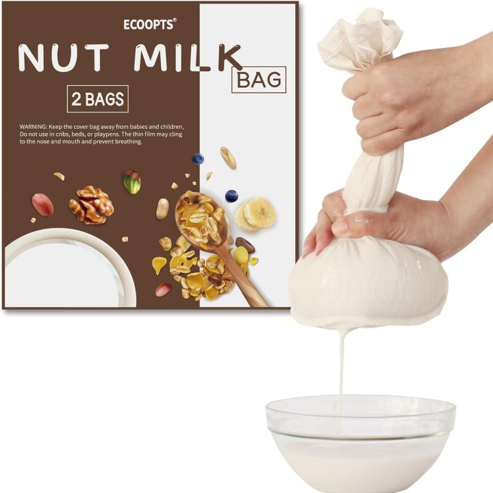 Nut Milk Bags, All Natural Cheesecloth Bags, 100% Unbleached Cotton Mesh strainer Bags for Tea/Yogurt/Juice/Wine/Soup/Herbs, Durable Washable Reusable Almond Milk Strainer (2)