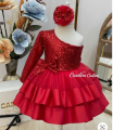 Red Baby Girl Dress ( Fabric Net Silk And Sequin ). 