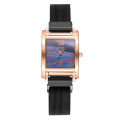 New CCQ Magnetic Buckle Casual Quartz Women's Watch Creative Rose Gold Square Dial All-Match Watch. 