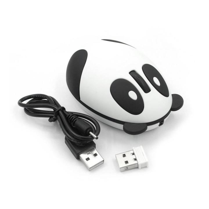 Ergonomic 2.4GHz Wireless Rechargeable Optical Panda Shape Computer Mouse-multicolor