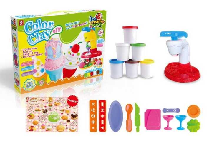 Colour Clay Playdough Ice Cream Maker Set For Kids - Multicolour