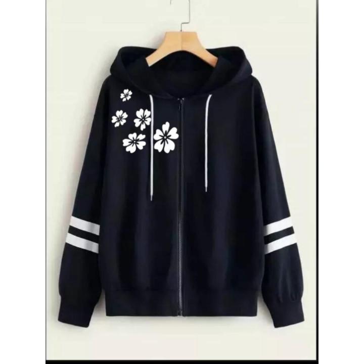 New%20Black%20Side%20Flower%20Sleeves%20Stripe%20Printed%20Hoodie%20Zipper%20For%20Girls%20and%20Women%20-%20Image%202