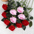 Red color Artificial flowers bouquet High-quality /faux flowers Silk material Red silk rose flower Bouquet arrangement Rose flower design Wedding home table decoration for Wedding decoration Home. 