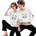 Couples Night Suit Let Me Sleep Printed For Couples Men And Women Night Wear T-Shirt and Trouser For Couples Men And Women. 