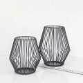 Techmanistan Metal Wire Candle Holder, Vintage Decorative Candle Stand for Indoor Outdoor, Black Metal Wire Pillar Candle Holder Set, Wire Tealight Votive Candle Holder. 