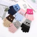 New Hot Lovely Baby Kids Boys Girls Cartoon Cat Thick Knitting Mittens Kids Gloves. 
