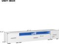 Modern 82.6" LED TV Stand with 3 Cabinets & 2 Shelves, White. 
