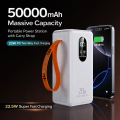 Qtech Q140 Power Bank 50000mAh Fast Charging  22.5W 5 Output Heavy Backup  Best for Load Shedding Travel Long Use. 