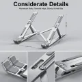 【PURE】 Metal Laptop Stand Aluminium ~ Portable Aluminum Alloy Base, Foldable Laptop Metal Stand Cooling Pad with Adjustable Height & Anti Slip Rubber Grips ~ Compatible with All Laptops, Macbook, Tablet, Notebook ~ Silver by FunBug. 