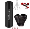 Boxing Bag with chain Boxing Gloves and Hand bandages Wraps Boxing Kit Full Set Punching Bag for Men Girls Adults Length 3 feet and 4 Feet. 