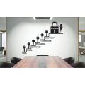 SIZE: 4 x 3 Feet -Idea Goal Plan Success Stair Key Lock Motivational Quote designed Wall Sticker for Decor, Kids, School, Club, Gym, Office Lovers - Black Color. 