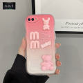 AnDyH Phone case For OPPO A1K Realme C2 Case 3D Letters Bear Cute Cartoon Design Camera Protection Premium Gradient Soft Silicone Shockproof Casing Protective Back Cover Couple Cases. 