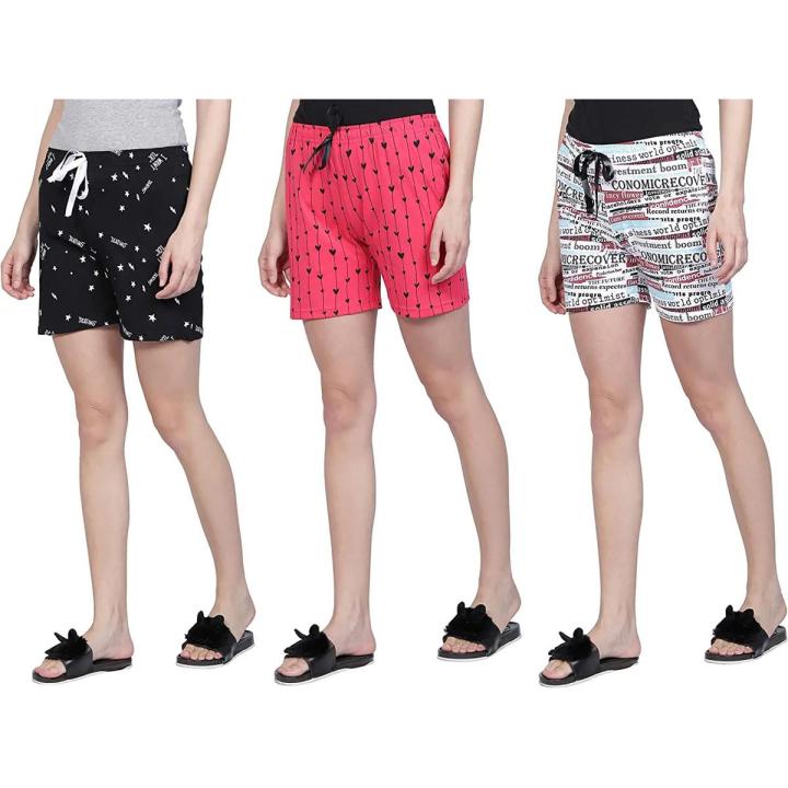 Pack Of 3 Printed Night Wear shorts For Girls and Women