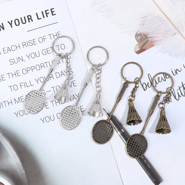 Metal Badminton Racket Keychain Mini Keychain For Car Sports key Ring ...