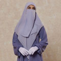Hijab Throne Premium Luxury Chiffon Georgette Square Scarf with Half Niqab Patti Set - Soft and Breathable. 