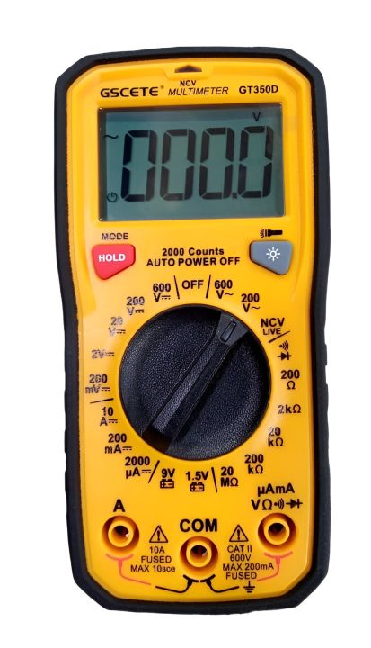 GT 350D Digital Multimeter (GSCETE)- Electric Voltmeter, Ohm Tester - AC/DC 600/600V Volt, - Multi-Meter with Buzzer and NCV