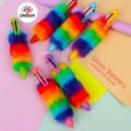 Bold Colors Rainbow Fur Pen Multi Color 6-in-1 Pen Fuzzy Pom Pom Pens Colorful Kawaii Stationery – 601A. 