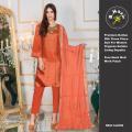 Fancy Women Katan Silk 3P Party Wear Suit with Organza Lining Dupatta. 