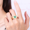 Classic jewelry 18k gold plated brass enamel signet ring women. 