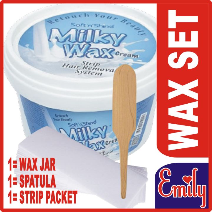 Emily ready to use hair removal wax cream herbal lemon honey blackberry milky creamy wax finger wax halawa wax Brazilian wax Italian wax skin tightening wax set creamy wax jar 450g with Wax Applicator Wooden Spatula and White Non-Woven Cotton 25 Strips