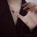 1Pc/Pair Fashion Pink Peach Heart Necklaces Earrings Sweet Cool Jewelry Sets SUPER BABY. 