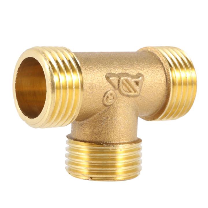 2X Brass T Shape Water Fuel Pipe Equal Male Tee Adapter Connector 1/2 Inch Thread