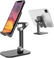 Foldable Phone Stand Plastic Cell Phone Holder Adjustable Desk Bracket Smartphone Mount Universal for iOS/Android Mobile Phone-Black. 