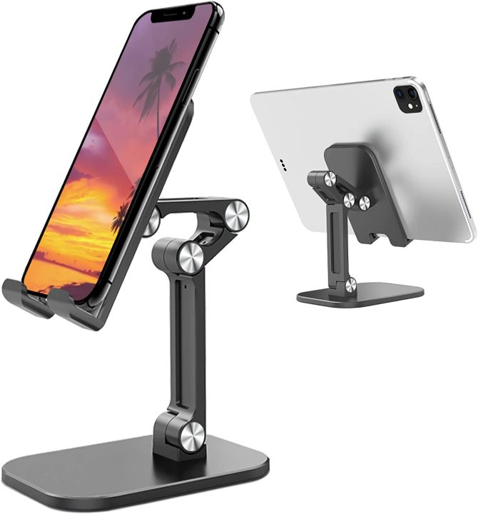 Adjustable%20Cell%20Phone%20Stand%20Angle%20Height%20Adjustable%20Foldable%20Phone%20Holder%20For%20Desk%20Anti-Slip%20Silicone%20Pad%20For%20Tablet%20Stand%20-%20Black%20-%20Image%208