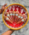 Empty Favour Cones For Sweets (12 Pcs) With Customized Stickers / Mehndi Cone / Dholki Cone / Nikkah Cones In Very Low Price Premium Quality. 
