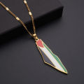 Qifei 18K Gold Stainless Steel Palestine Map Flag Pendant Necklace for Women and Man. 