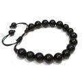 Original Black Aqeeq Bracelet of Natural Beads stones Gemstones Stretchable Elastic Handmade Unisex Adjustable Crystal Healing for men women boys and girls Gift (10 mm). 