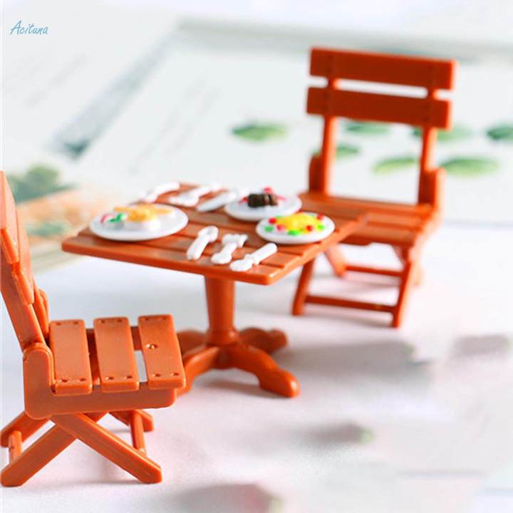 1:12TH Miniature Beach Table Chair Pretend Toy Ornament for Educational Toy