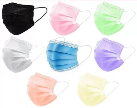 Disposable Surgical Face Mask Black-Pink-Blue-White-Grey-Green Fashionable 3 Protective Layers, Nose Pin Cover , 50 Pcs-Pack of Box Outdoor / Adult