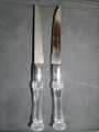 Plastic silver Birthday cake Knife,Kitchen KNIFE steel with handle,Small sharp KNIFE for daily use,Heavy Metalized crystal, Size 6 inch,Pack of 2. 