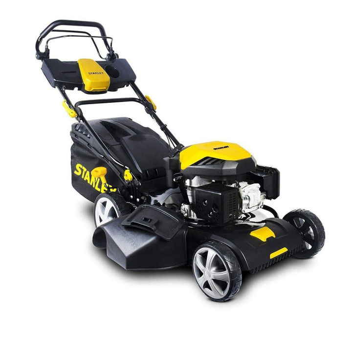 Stanley Petrol Lawn Mower - Grass Cutter - Self Push - 20 inch - 60L Bag - 8 Heights - SLM-196-510-SP - 196cc Petrol Engine - Heavy Duty