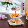 Ceramic 3 tier embossed cake, cupcakes, tea snacks dish stand. 
