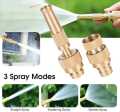 HMT    Techmanistan 4 Modes High Pressure Brass Direct Nozzle Booster, Pure Copper Direct Spray Nozzle Adjustable Water Outlet, Adjustable Hose Nozzle Garden Brass Spray. 