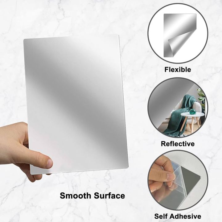 Oval Acrylic Mirror Decoration Self-adhesive Acrylic Mirror Bathroom Decorative DIY Wall Decal Stickers 3D Mirror Wall Stickers Mirror Sticker Size 200mm x 300mm